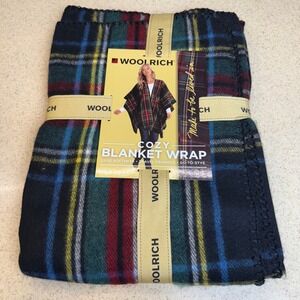 Brand New Woolrich Cozy Blanket Wrap Bristol Tartan Plaid Poncho Shawl One Size